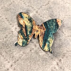 Vintage Artisan Made Marbled Enamel Butterfly Brooche